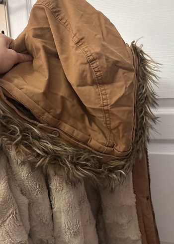 Kürklü Bej Kadın Süet Midi Ceket - Görsel 2