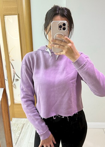 Lila Bağcıklı Salaş Sweatshirt