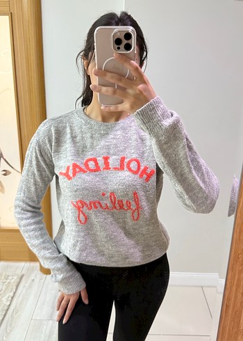 Gri Kadın Triko Sweatshirt