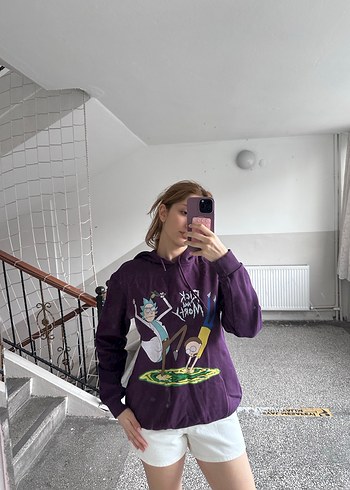 Koton Mor Kapüşonlu Baskılı Kadın Sweatshirt