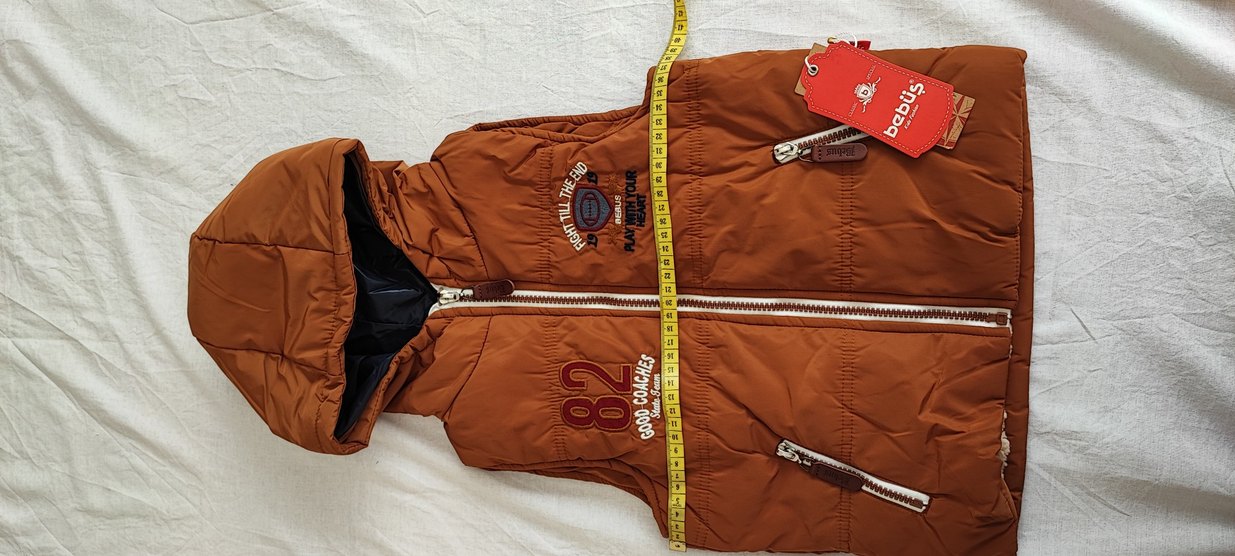 Kapüşonlu Kahverengi Erkek Çocuk Yeleği - Görsel 5