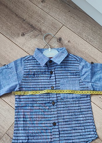 Erkek Çocuk Mavi Çizgili Kot Gömlek - Görsel 8
