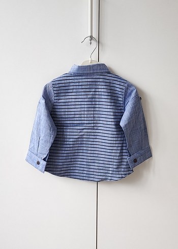 Erkek Çocuk Mavi Çizgili Kot Gömlek - Görsel 5