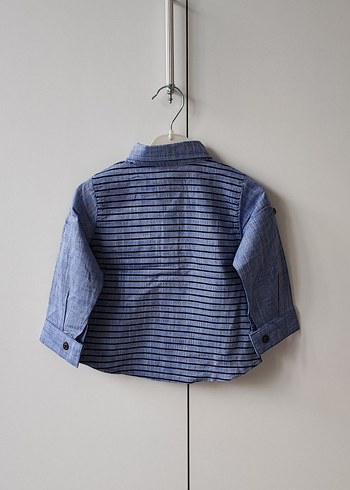 Erkek Çocuk Mavi Çizgili Kot Gömlek - Görsel 6