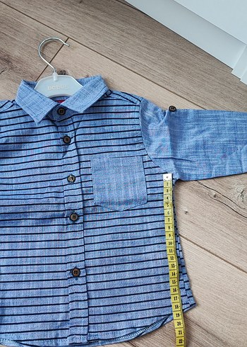 Erkek Çocuk Mavi Çizgili Kot Gömlek - Görsel 7