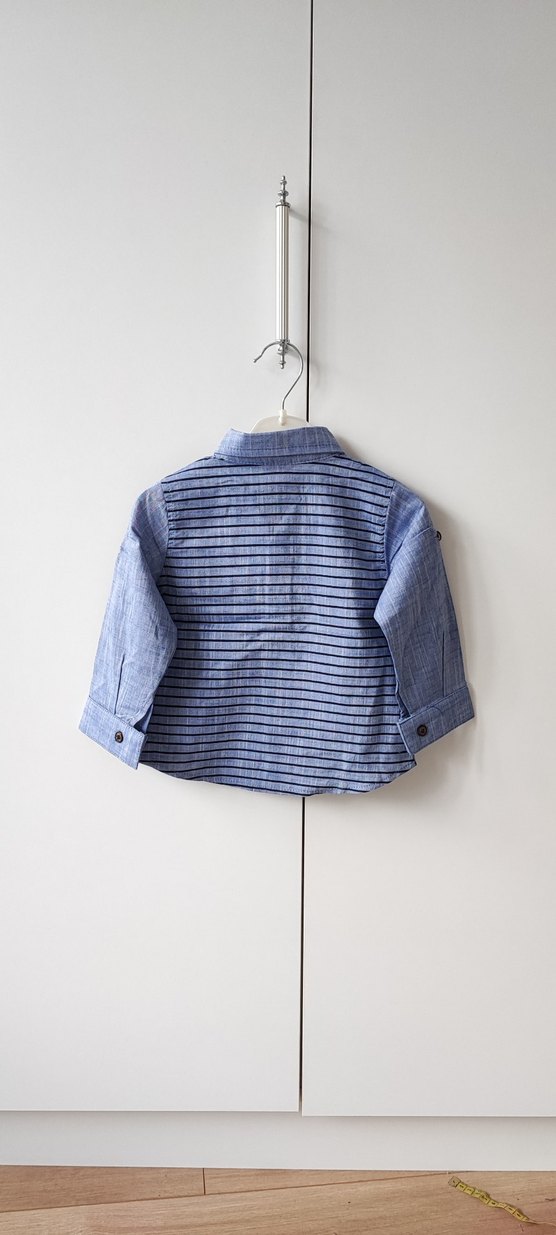 Erkek Çocuk Mavi Çizgili Kot Gömlek - Görsel 5