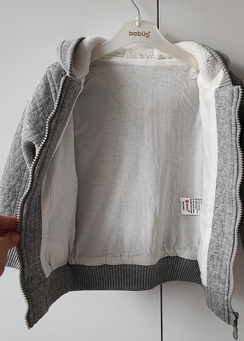 Gri Kapüşonlu Örgü Desenli Erkek Çocuk Ceketi - Görsel 4