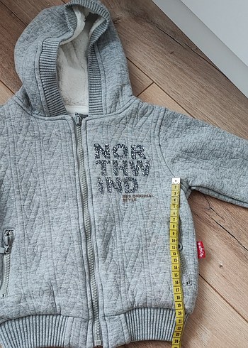 Gri Kapüşonlu Örgü Desenli Erkek Çocuk Ceketi - Görsel 5