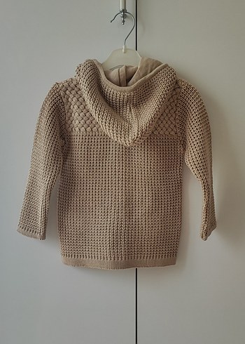 Bej Örgü Kapüşonlu Erkek Çocuk Kaban - Görsel 2