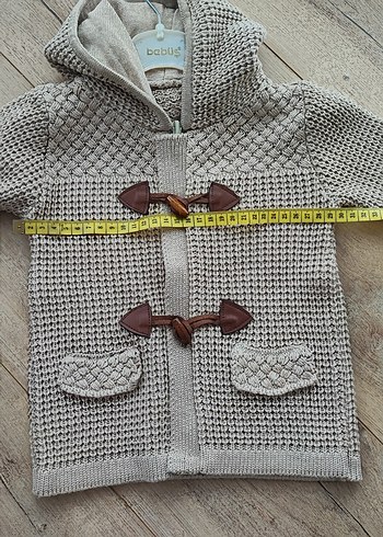 Bej Örgü Kapüşonlu Erkek Çocuk Kaban - Görsel 4