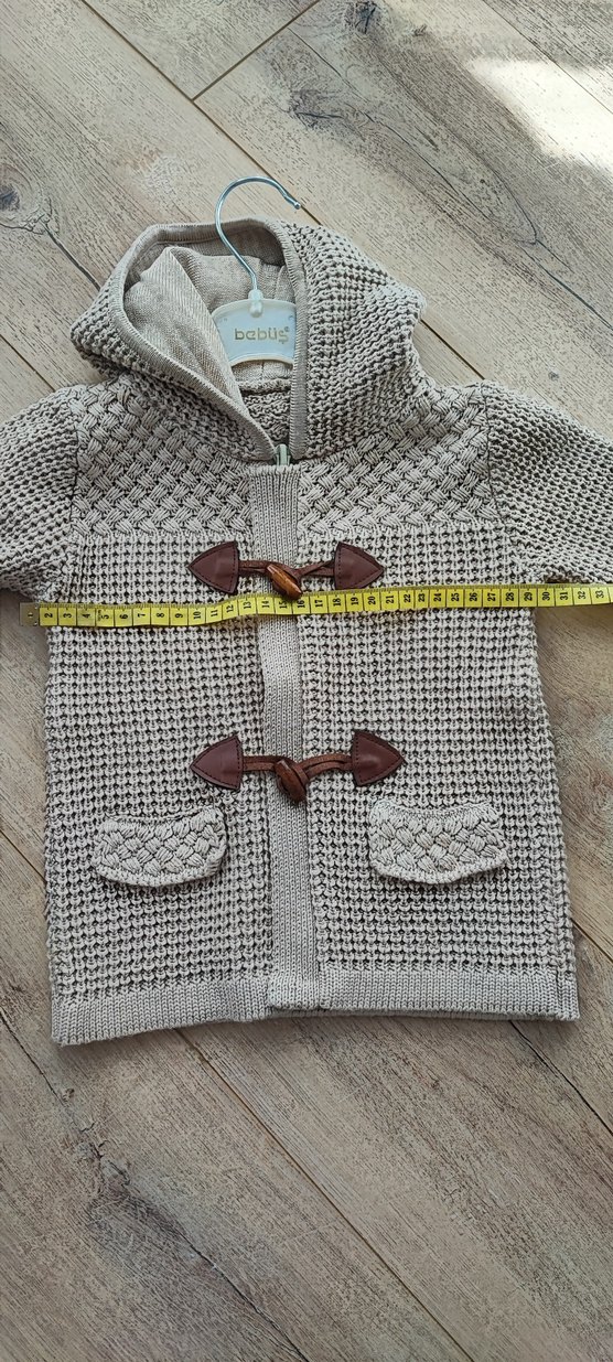 Bej Örgü Kapüşonlu Erkek Çocuk Kaban - Görsel 4