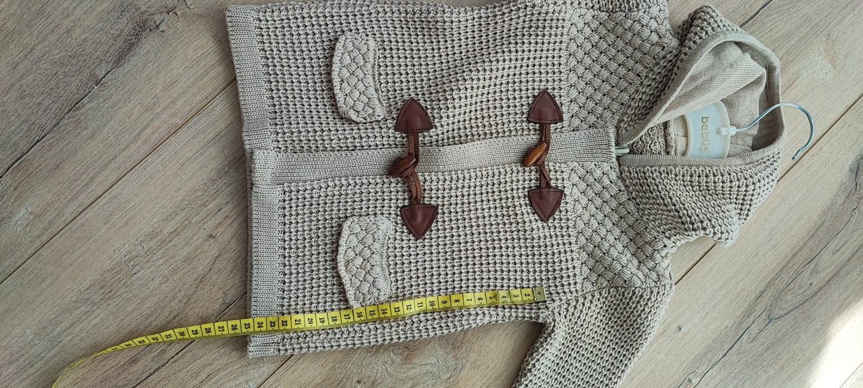 Bej Örgü Kapüşonlu Erkek Çocuk Kaban - Görsel 5