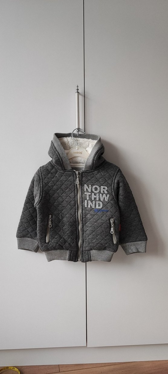 Kapüşonlu Gri Erkek Çocuk Mont - Görsel 2