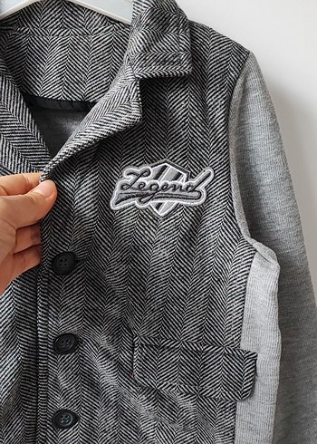 Gri Erkek Çocuk Düğmeli Ceket - Görsel 5