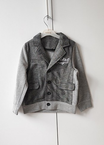 Gri Erkek Çocuk Düğmeli Ceket - Görsel 2
