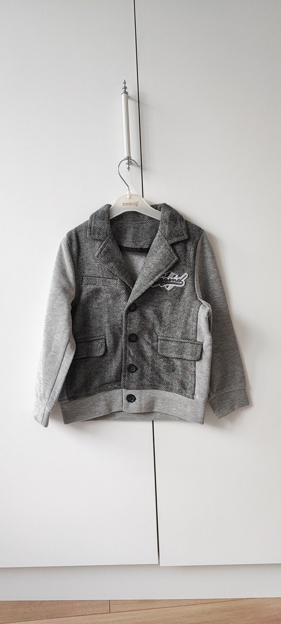 Gri Erkek Çocuk Düğmeli Ceket - Görsel 2