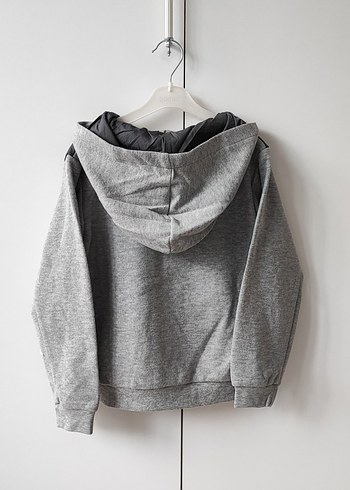 Kapüşonlu Gri Erkek Çocuk Ceket - Görsel 2