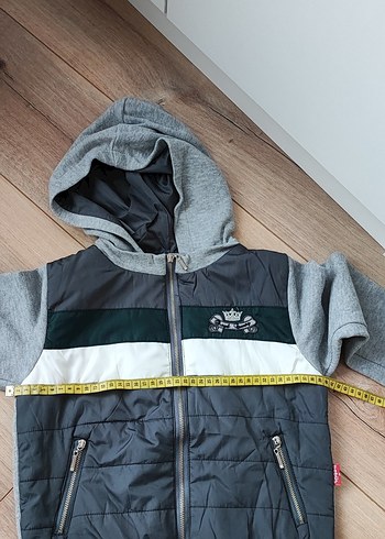 Kapüşonlu Gri Erkek Çocuk Ceket - Görsel 6
