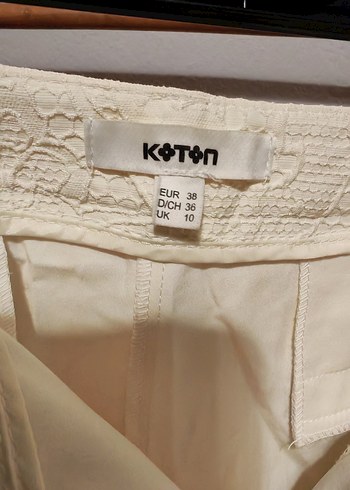 Dantel Detaylı krem Kadın Kumaş Pantolon - Görsel 4