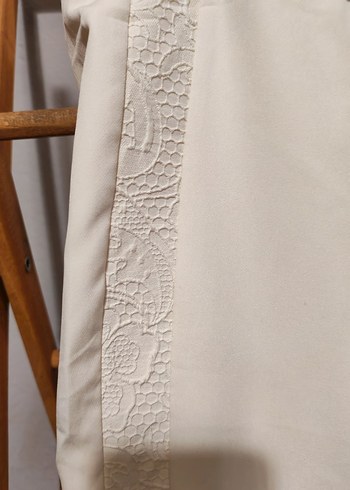 Dantel Detaylı krem Kadın Kumaş Pantolon - Görsel 2