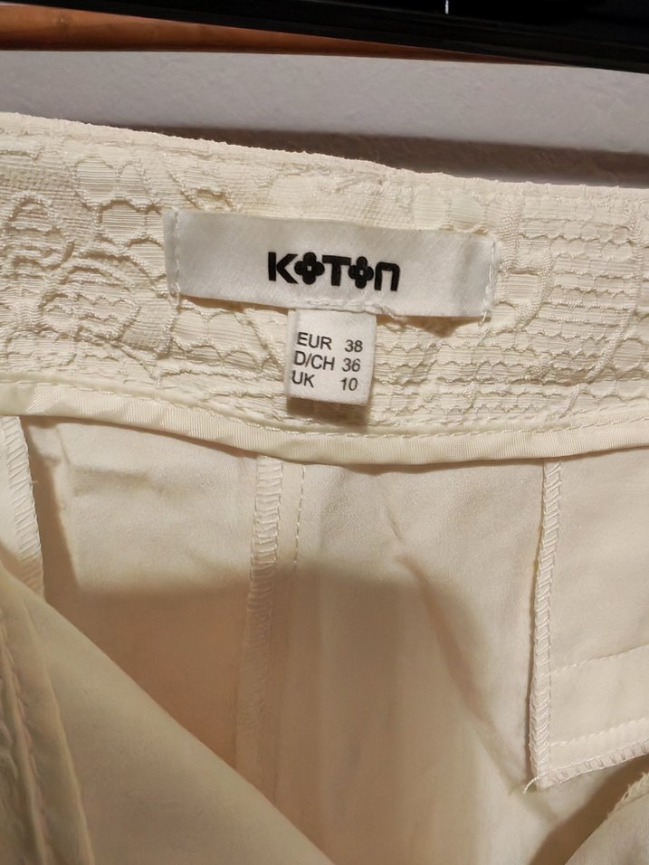 Dantel Detaylı krem Kadın Kumaş Pantolon - Görsel 4