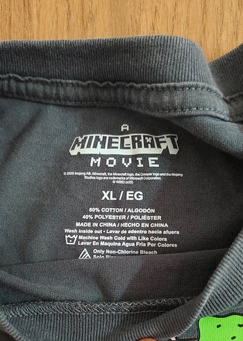Erkek Çocuk Gri Minecraft  Baskılı Kısa Kollu Tişört yeni. - Görsel 2