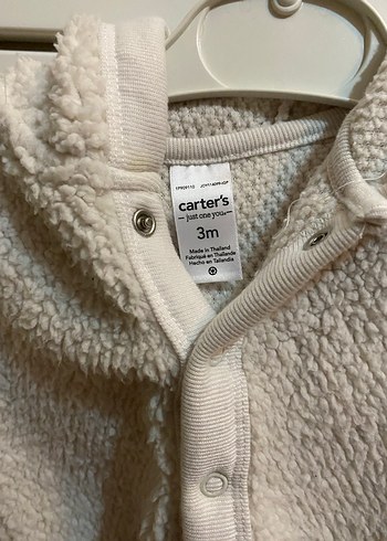 Kapüşonlu Düğmeli Erkek Çocuk Beyaz Mont - Görsel 2