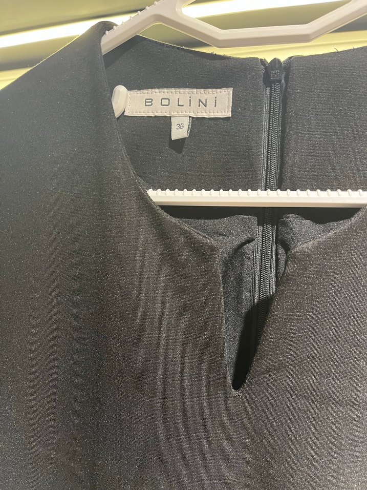 V Yaka Kısa Kollu Gri Ofis Elbisesi - Görsel 5