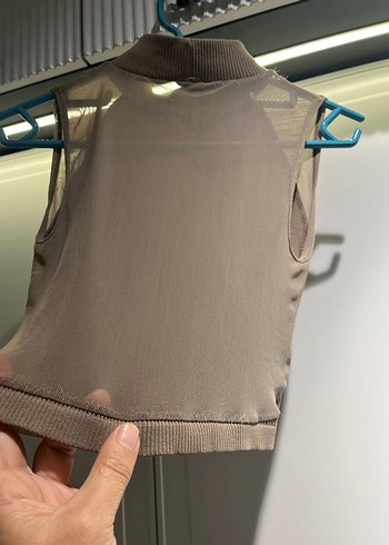 Bej Yüksek Yakalı Kolsuz Midi ikili takım - Görsel 6