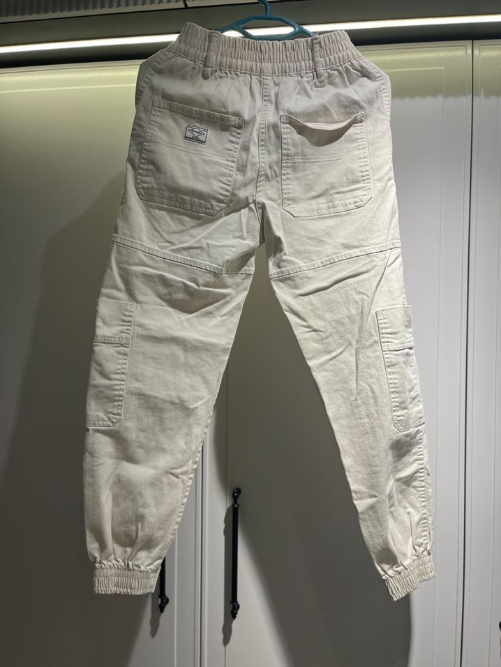 Bershka Beyaz Rahat Kesim Keten Pantolon - Görsel 2