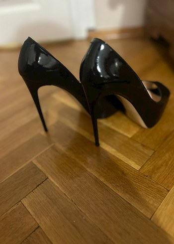 Siyah Rugan Kadın Stiletto Topuklu Ayakkabı - Görsel 3