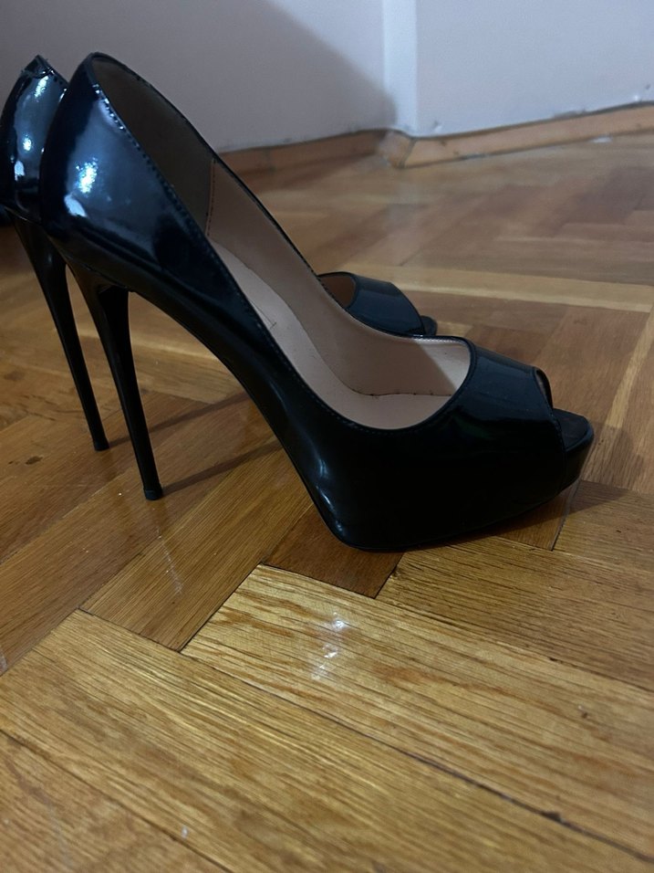 Siyah Rugan Kadın Stiletto Topuklu Ayakkabı - Görsel 4