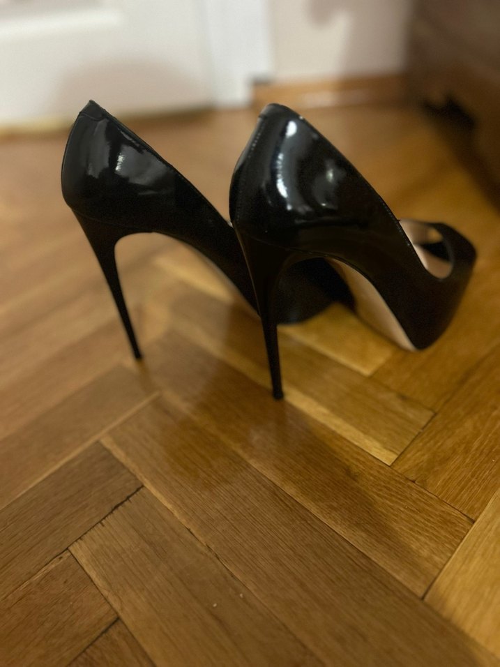 Siyah Rugan Kadın Stiletto Topuklu Ayakkabı - Görsel 3