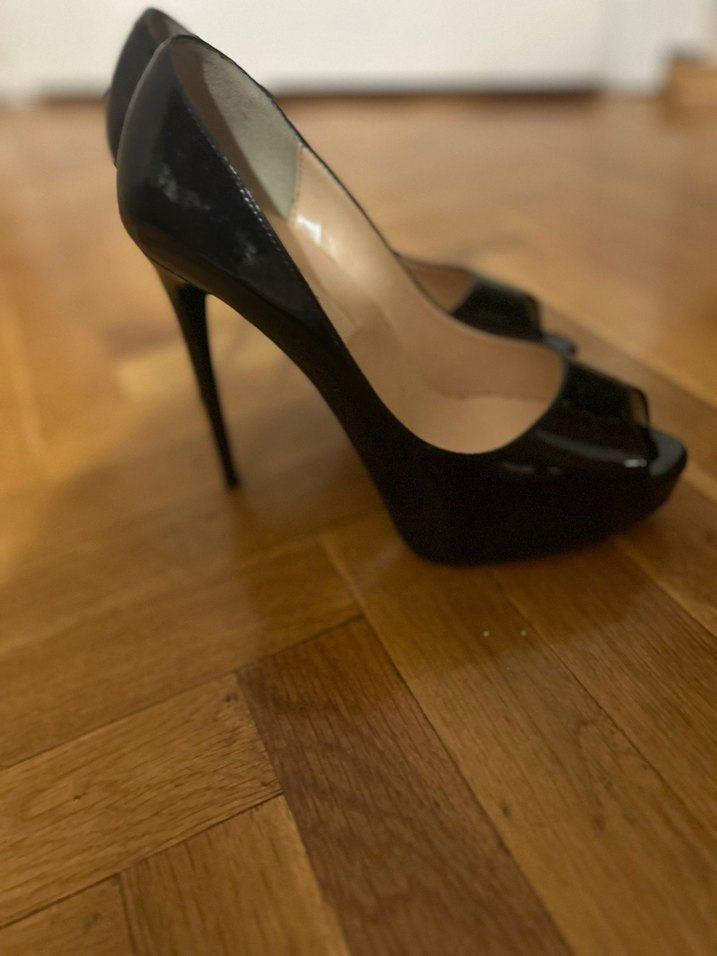 Siyah Rugan Kadın Stiletto Topuklu Ayakkabı - Görsel 2