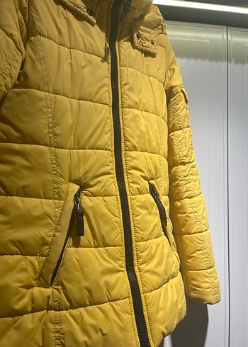Sarı Fermuarlı Kadın Kışlık Mont - Görsel 3