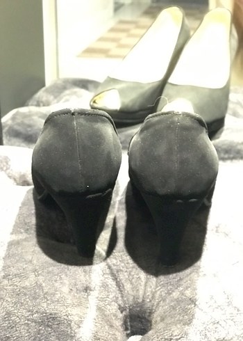 Siyah süet Topuklu Kadın Ayakkabı - Görsel 3