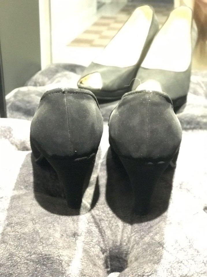 Siyah süet Topuklu Kadın Ayakkabı - Görsel 3