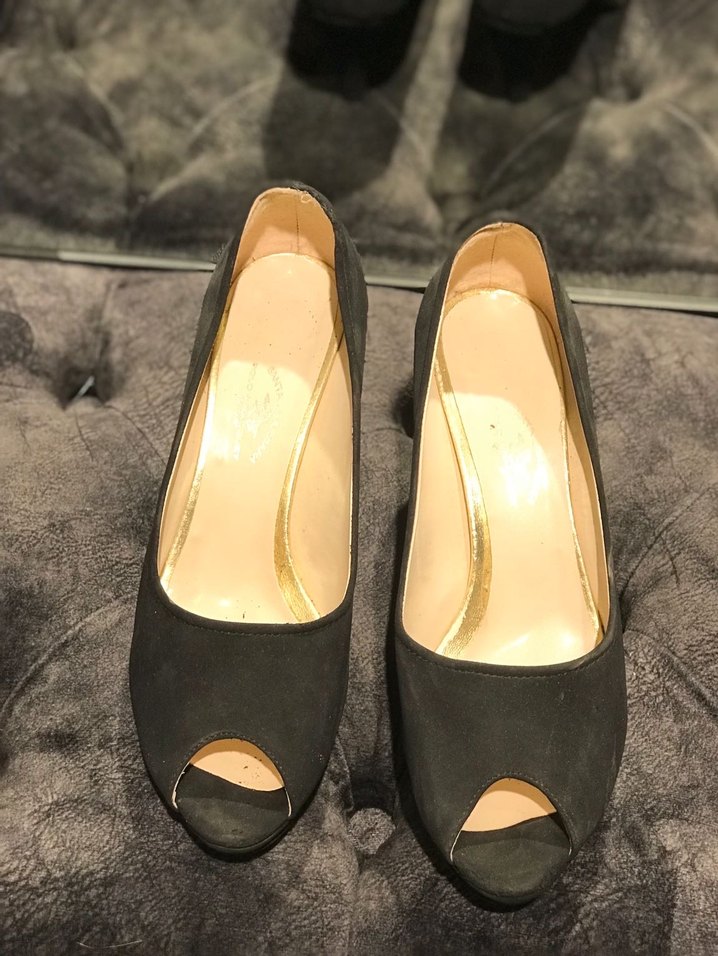 Siyah süet Topuklu Kadın Ayakkabı - Görsel 2