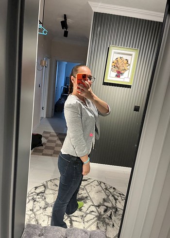 Gri Salaş Kesim Midi Kadın pamuklu ceket - Görsel 2