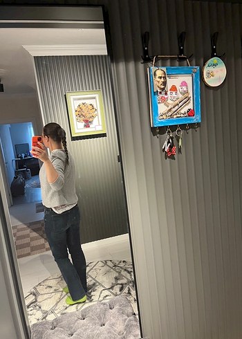 Gri Salaş Kesim Midi Kadın pamuklu ceket - Görsel 3