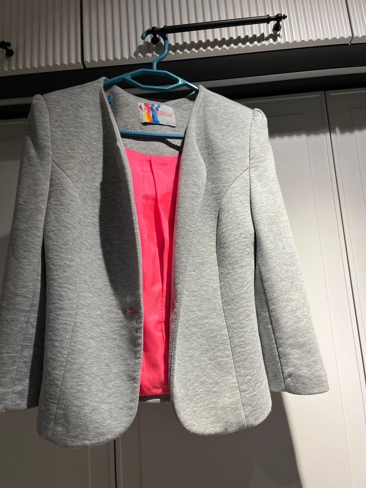 Gri Salaş Kesim Midi Kadın pamuklu ceket - Görsel 4