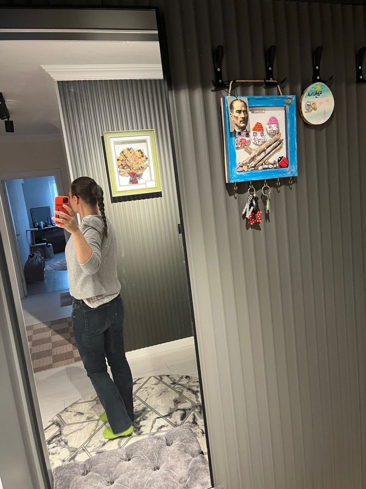 Gri Salaş Kesim Midi Kadın pamuklu ceket - Görsel 3