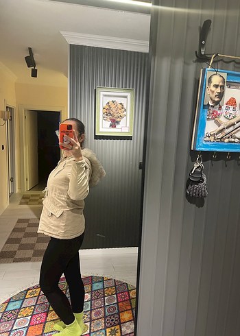 Bej Kadın Puff Mont Yüksek Yaka - Görsel 3