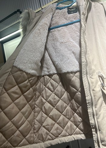 Bej Kadın Puff Mont Yüksek Yaka - Görsel 5