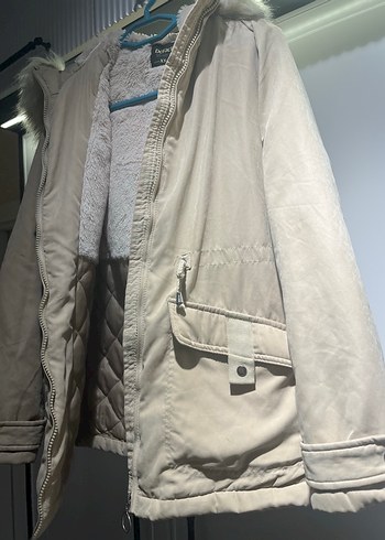 Bej Kadın Puff Mont Yüksek Yaka - Görsel 9