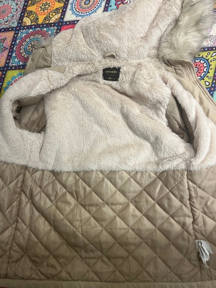 Bej Kadın Puff Mont Yüksek Yaka - Görsel 4