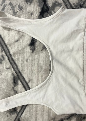 Stradivarius Kadın Beyaz Keten Kolsuz Crop Top - Görsel 6