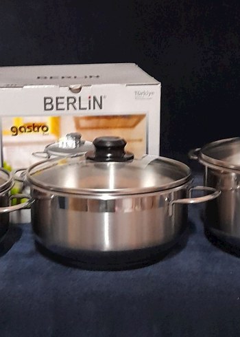 Diğer BERLiN 3'lü Parlak Gri Tencere Seti 20-22-24 cm