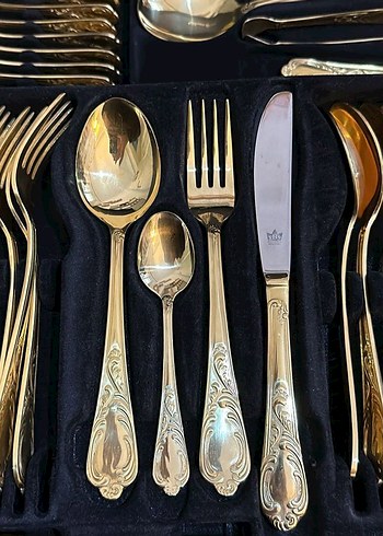 Beden altın Renk Gold Renkli Bestecke Solingen Çatal Kaşık Seti