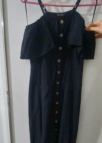 Siyah straplez düğmeli elbise #elbise - Görsel 2